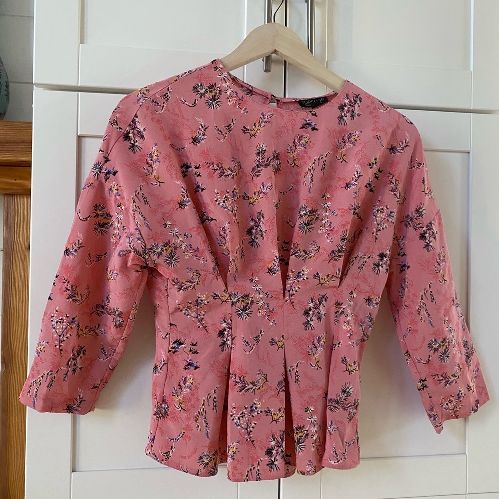 TOPSHOP Floral Peplum Blouse